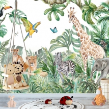 Fotomurali per bambini o giovani animali nella giungla