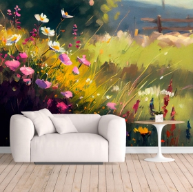 Carta da parati o murale dipinto impressionista paesaggio primaverile