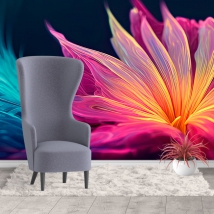 Carta da parati o murale fiore colori al neon primo piano