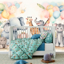 Carta da parati o murale illustrazione animali camera dei bambini