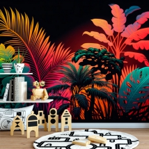 Carta da parati illustrazione piante tropicali giovanili