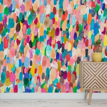 Decorazione murale o carta da parati con pennellate di pittura ad acquerello