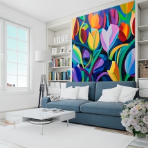 Carta da parati o carta da parati tulipani che dipingono i colori