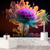 Carta da parati o murale disegno effetto 3d fiore colorato