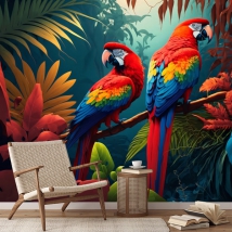 Carta da parati illustrazione are nella giungla tropicale