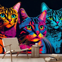 Carta da parati ritratto gatti moderno stile andy warhol