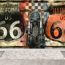 Carta da parati biker route 66 harley davidson
