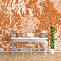 Carta da parati o sfondo murale che disegna piante tropicali vintage