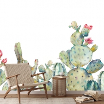 Carta da parati che disegna cactus in stile acquerello di un bambino moderno e giovanile