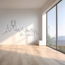 Vinile decorativo skyline silhouette barcelona