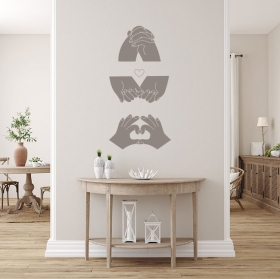 Adesivi decorativi in ​​vinile mani intrecciate a forma di cuore