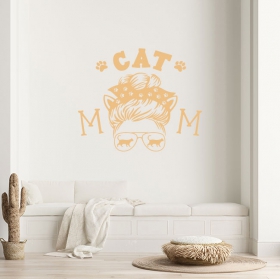Bicchieri decorativi in ​​vinile mamma gatti