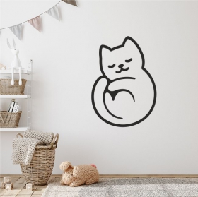 Adesivi in ​​vinile gatto addormentato rannicchiato