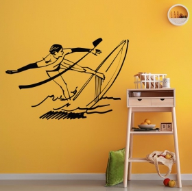 Vinile adesivo con silhouette di surfista