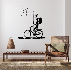 Vinile adesivo don chisciotte sulla bici