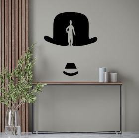 Adesivi in ​​vinile sagoma di charles chaplin e cappello
